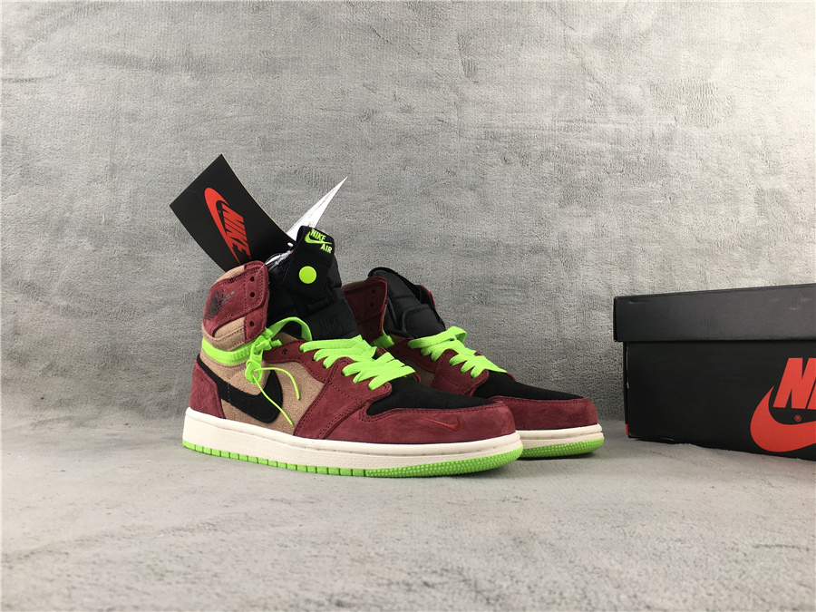 2021 Air Jordan 1 Switch Wine Red Black Green - Click Image to Close